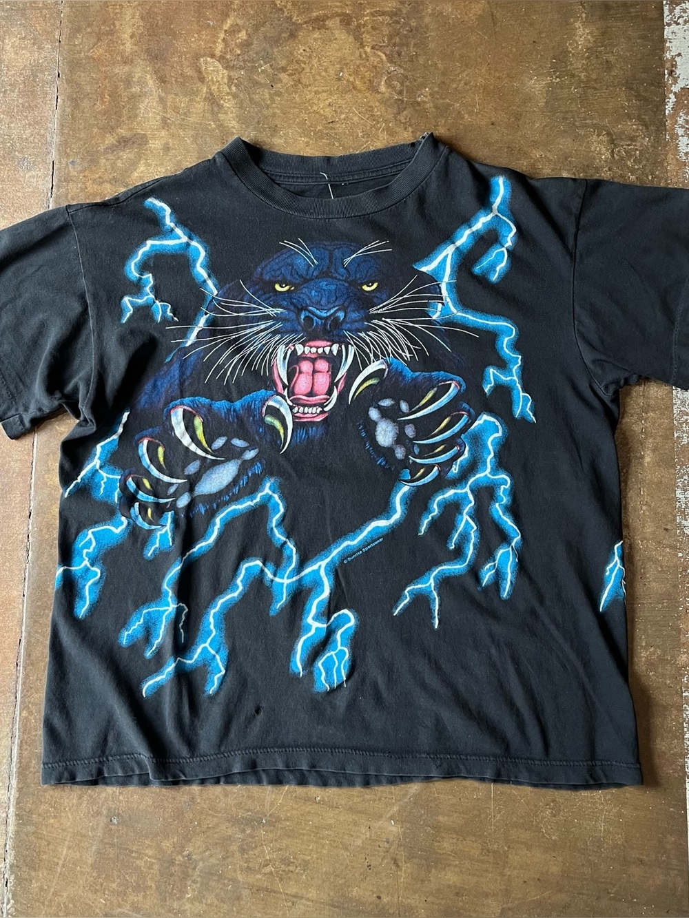 Vintage 90s American Thunder Black Panther Lightening AOP Unisex T-Shirt Nature
